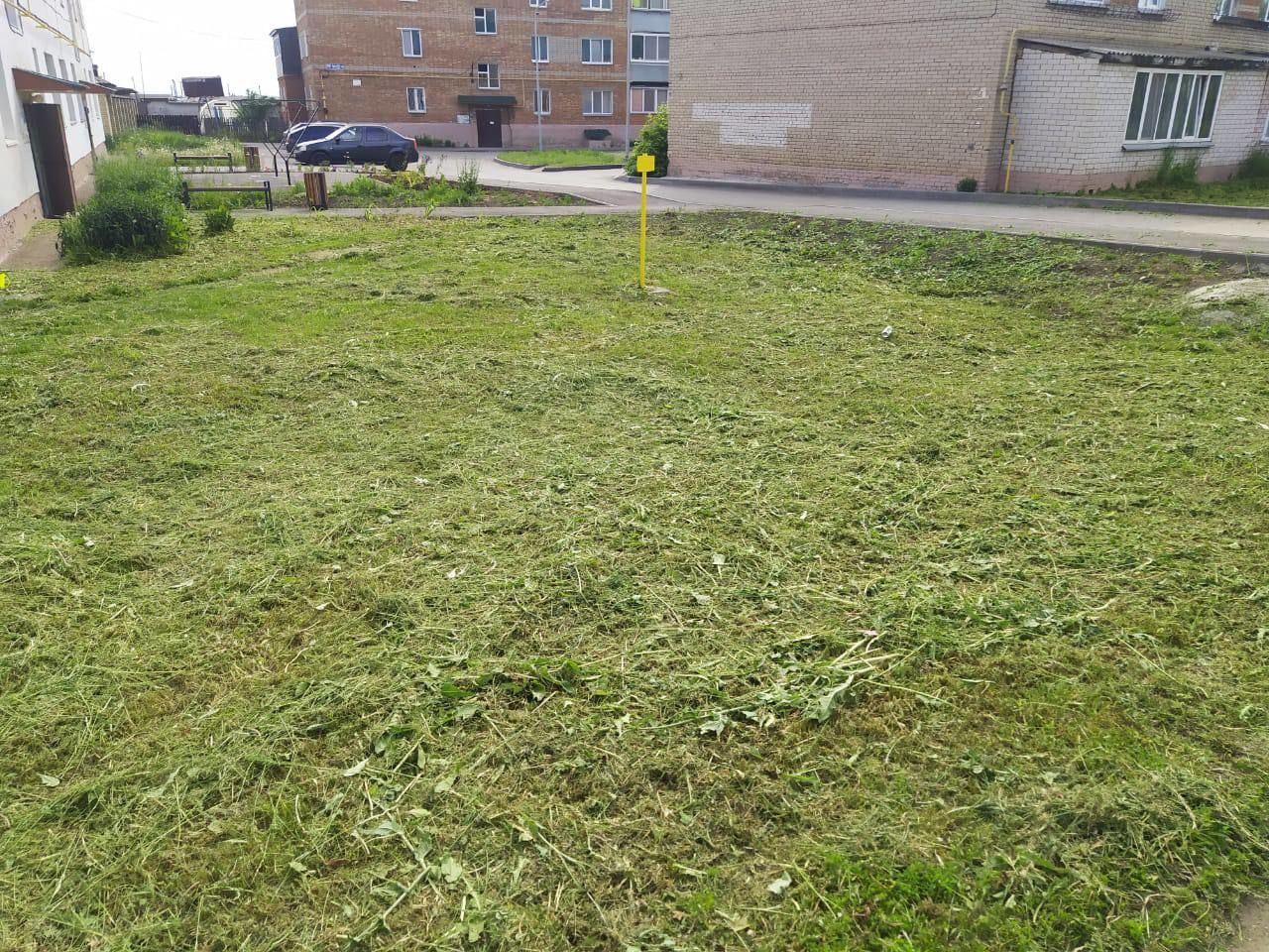 В Менделеевске с самого утра коммунальные службы косят траву