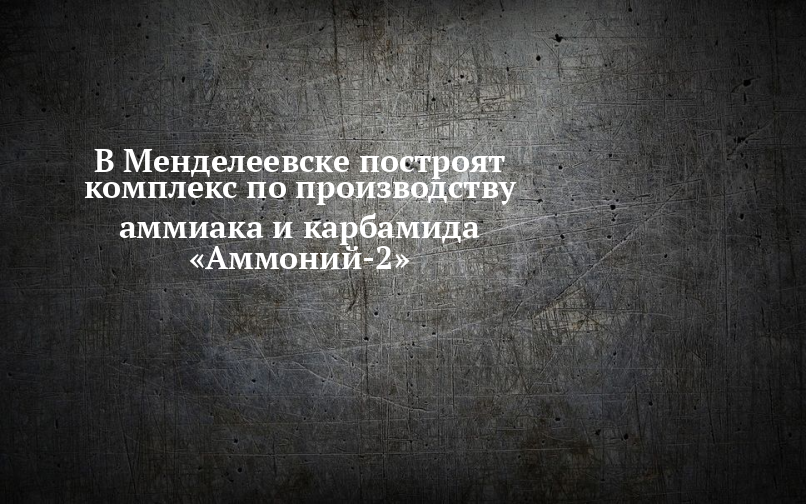 В Менделеевске построят комплекс по производству аммиака и карбамида