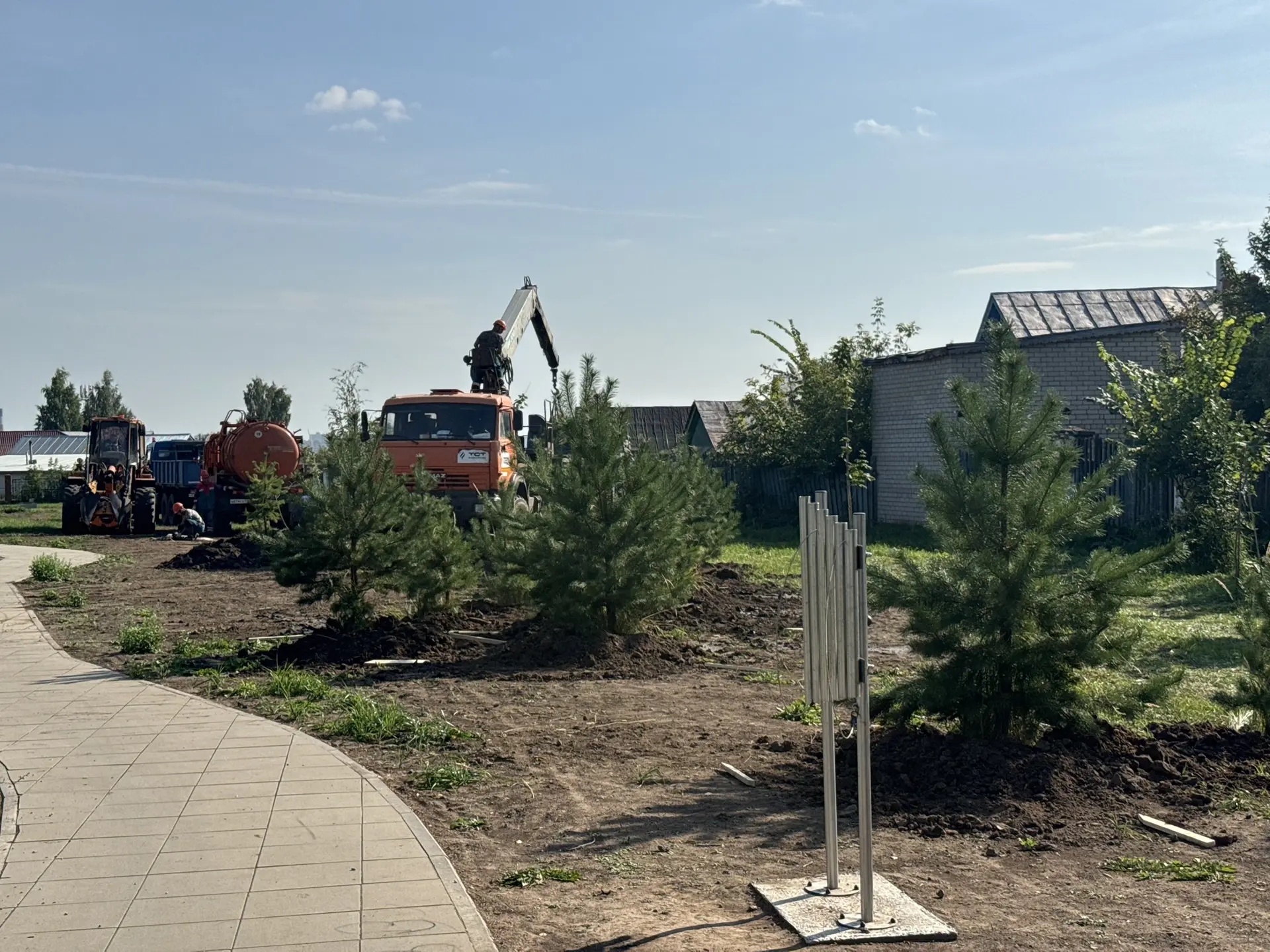 В Менделеевске высаживают 200 сосен