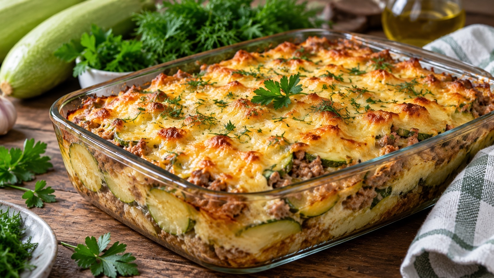 запеканка из кабачков с мясным фаршем и сыром