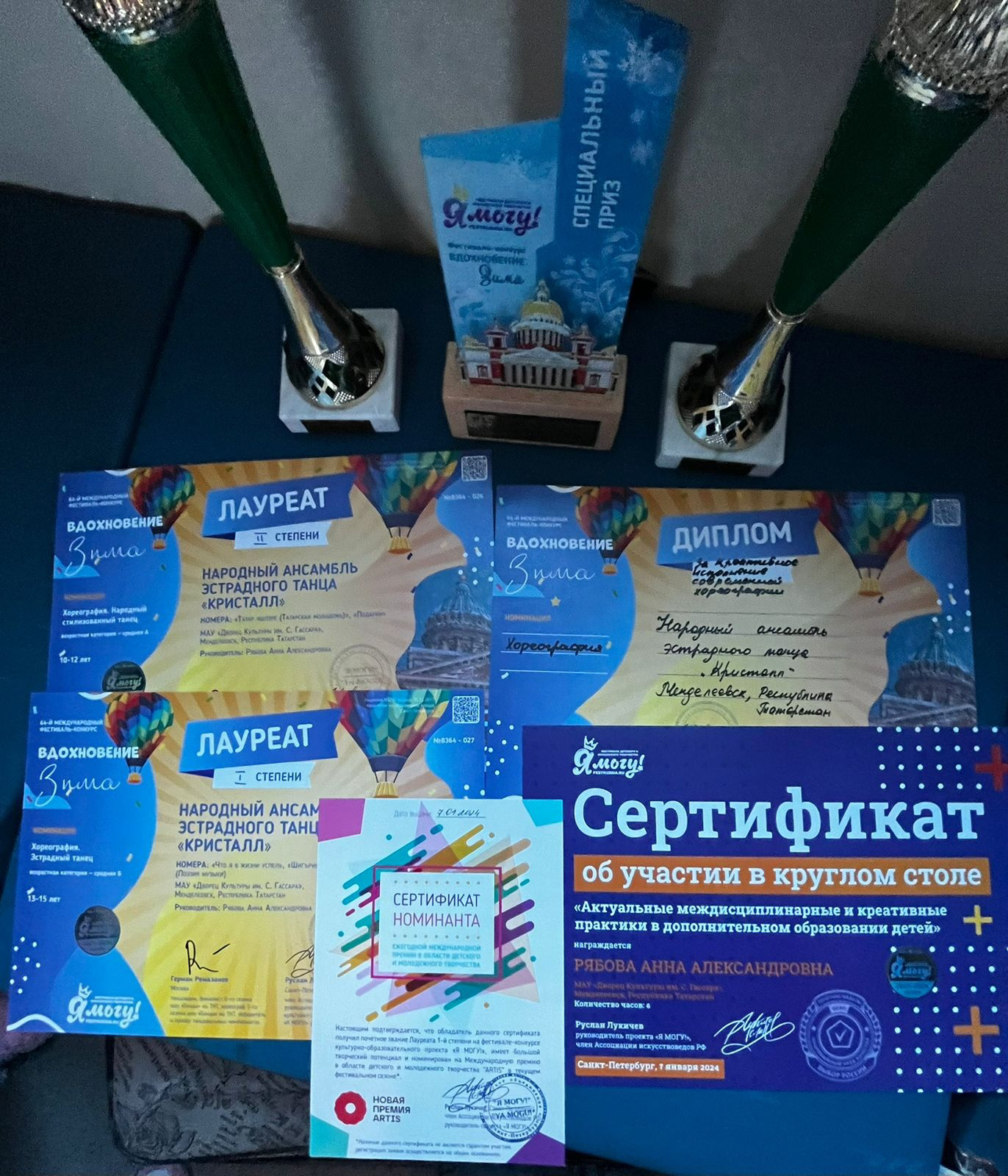 Народный ансамбль «Кристалл» занял призовые места на конкурсе в Санкт - Петербурге