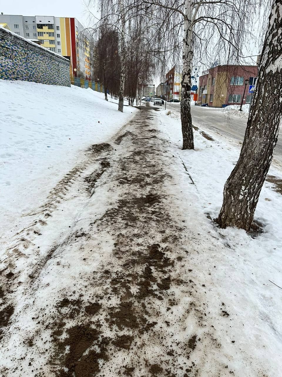 В связи с ухудшением погодных условий в Менделеевске ведутся работы по устранению гололеда