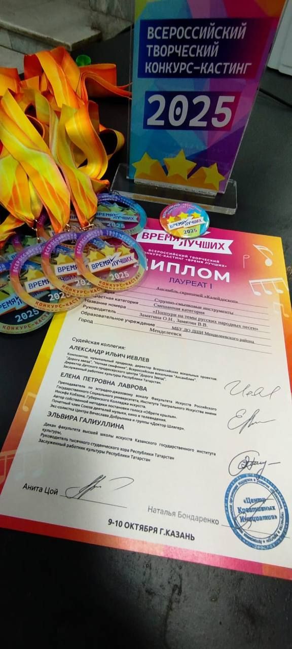 Ансамбль скрипачей «Калейдоскоп» из Менделеевска стал лауреатом I степени на всероссийском конкурсе