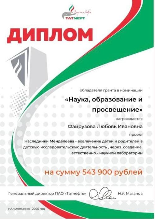 Образовательные учреждения Менделеевска получили гранты от ПАО «Татнефть»