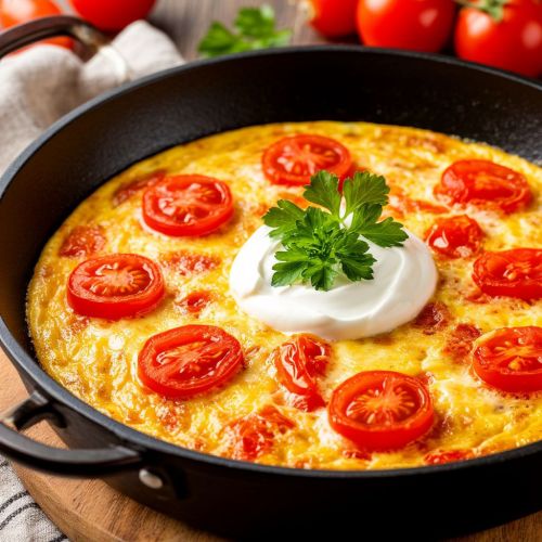 Ароматный омлет с помидорами: пошаговый рецепт