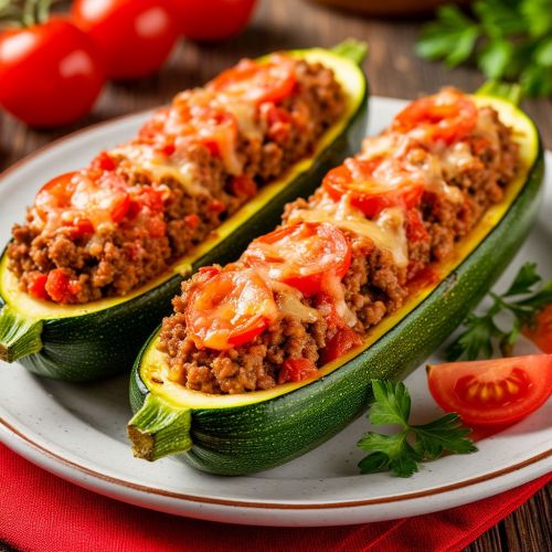 Лодочки из кабачков с куриным фаршем, грибами и помидорами — вкусное блюдо в духовке