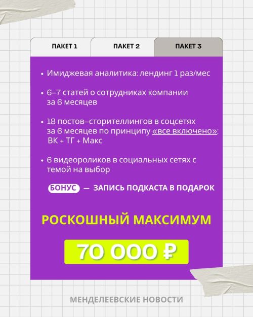 «Менделеевские новости» предлагают бизнесу три пакета продвижения