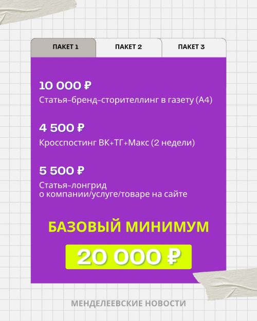 «Менделеевские новости» предлагают бизнесу три пакета продвижения