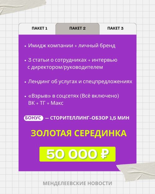 «Менделеевские новости» предлагают бизнесу три пакета продвижения
