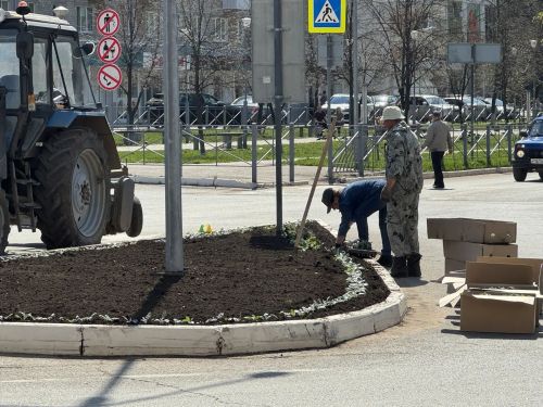В Менделеевске начали озеленять городские пространства