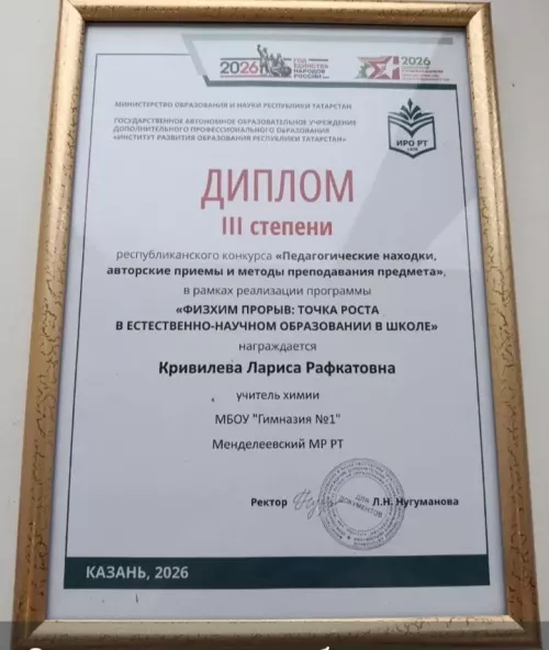 Учитель химии из Менделеевска стала призёром республиканского конкурса «Педагогические находки»