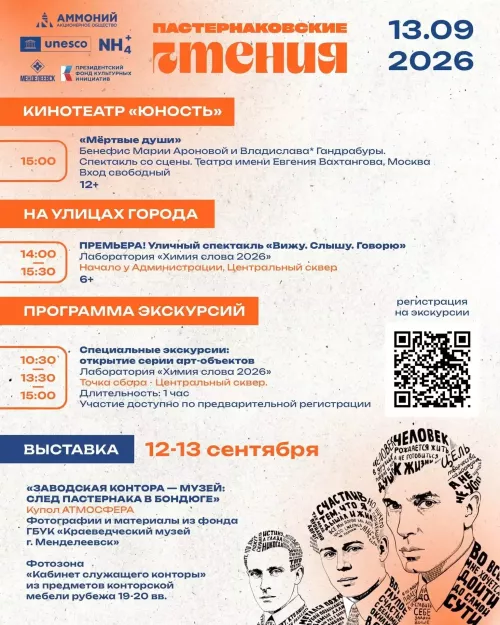 Стала известна полная программа «Пастернаковских чтений» в Менделеевске