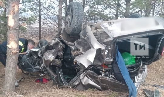 ДТП в Татарстане: автомобиль с лопнувшим колесом врезался в дерево, есть пострадавшие